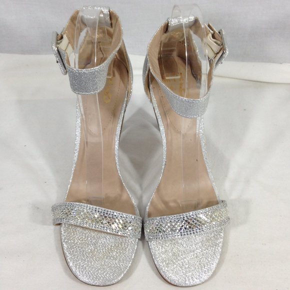 Mix No. 6 Women's Silver Glitter Ankle Strap Heels Size 8.5M - Picture 5 of 9
